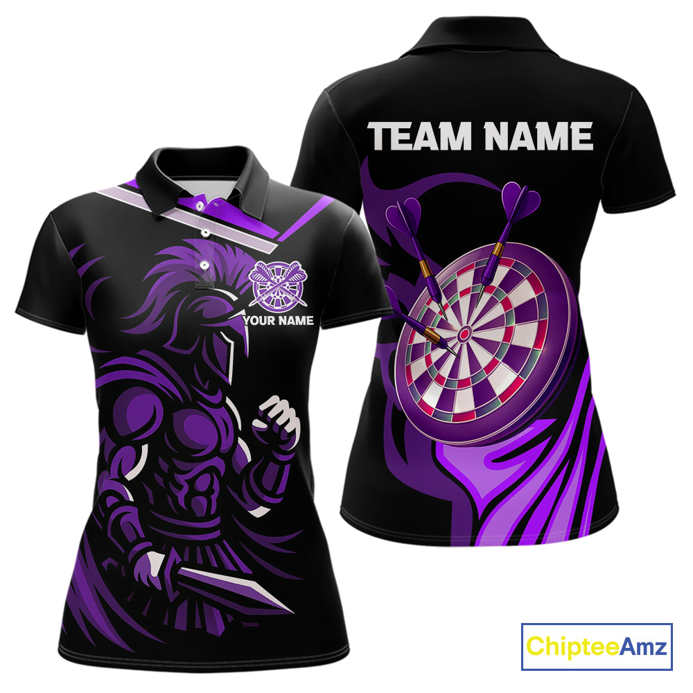 Custom Black And Purple Dartboard Warriors Darts Shirt For Women Outfits Dart Team Shirt NYN0397