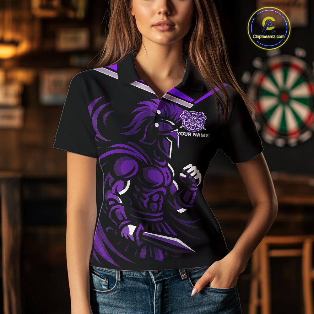 Custom Black And Purple Dartboard Warriors Darts Shirt For Women Outfits Dart Team Shirt NYN0397