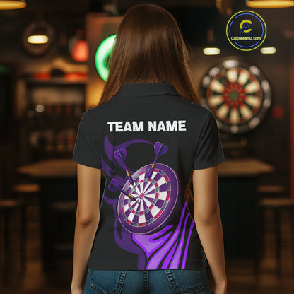 Custom Black And Purple Dartboard Warriors Darts Shirt For Women Outfits Dart Team Shirt NYN0397