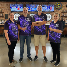 Load image into Gallery viewer, Purple Flaming Tiger Funny Darts Custom Men's Dart Quarter-Zip Shirts Team Dart League Jerseys NYN2077