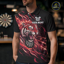 Load image into Gallery viewer, Red Flaming Tiger Funny Darts Custom Men's Dart Polo Shirts Team Dart League Jerseys NYN2078