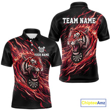 Load image into Gallery viewer, Red Flaming Tiger Funny Darts Custom Men's Dart Polo Shirts Team Dart League Jerseys NYN2078