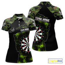 Load image into Gallery viewer, Camo Pattern Green With Flame Dartboard Dart Shirts For Women, Custom Dart Jerseys NYN0063