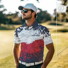 Load image into Gallery viewer, American Flag Anniversary Men Golf Polo Shirt Custom Splatter Patriotic Golf Tops NYN3385
