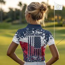 Load image into Gallery viewer, American Flag Anniversary Women Golf Polo Shirt Custom Splatter Patriotic Golf Tops NYN3385