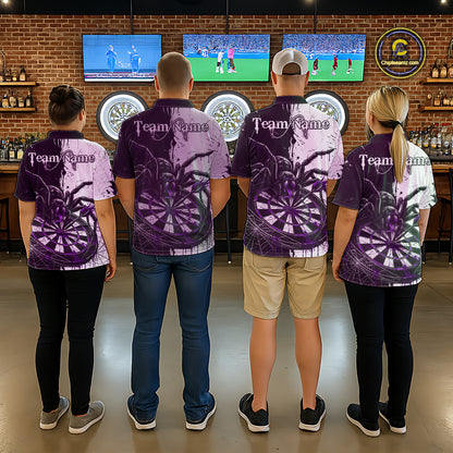 Personalized Black & Purple Dripping Spider Men Dart Quarter-Zip Shirts Custom Dart League Jerseys NYN2096