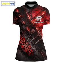 Load image into Gallery viewer, Personalized Black &amp; Red Grunge Dartboard &amp; Arrow Women Darts Quarter-Zip Shirt Custom Dart Team Jersey NYN2618