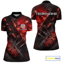 Load image into Gallery viewer, Personalized Black &amp; Red Grunge Dartboard &amp; Arrow Women Darts Quarter-Zip Shirt Custom Dart Team Jersey NYN2618