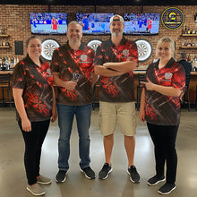 Load image into Gallery viewer, Personalized Black &amp; Red Grunge Dartboard &amp; Arrow Women Darts Quarter-Zip Shirt Custom Dart Team Jersey NYN2618