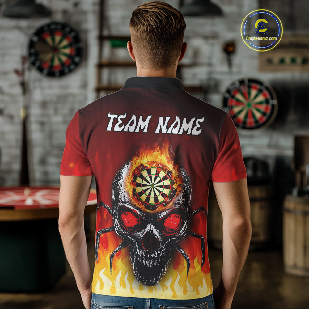 Spider Skull Flame Dartboard Custom Flame Dart Shirt For Men, Dart Jerseys NYN0227