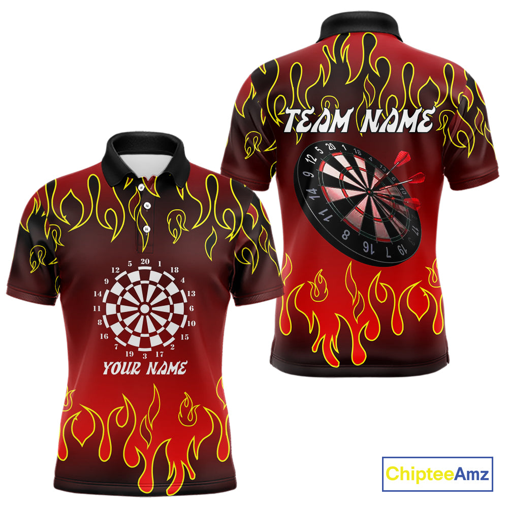 Custom Flame Pattern Red Dartboard Flame Dart Shirt For Men, Dart Jerseys NYN0228