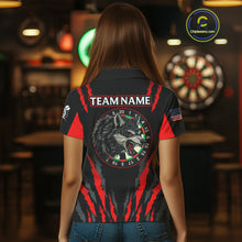 Load image into Gallery viewer, Custom Black-Red Wolf Dartboard Dart Shirts For Women US Flag Dart Team Jerseys NYN0073