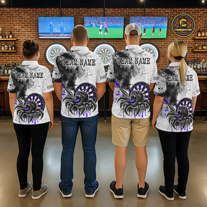 Personalized Dripping Black And Purple Spider Dart Polo Shirts For Men, Custom Dart Jerseys NYN2117
