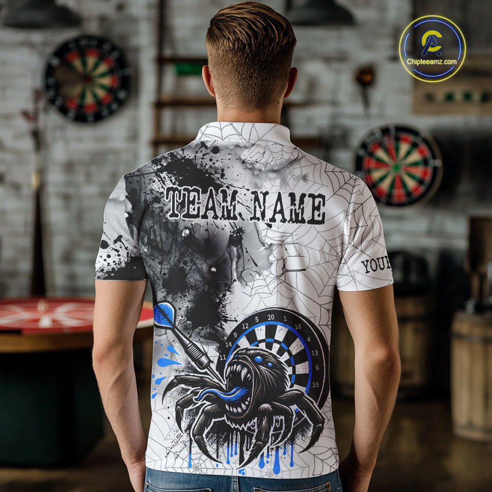 Personalized Dripping Black And Blue Spider Dart Polo Shirts For Men, Custom Dart Jerseys NYN2118