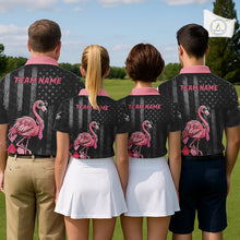 Load image into Gallery viewer, Custom Black Patriotic Golf Polo Shirts For Men, Funny Flamingo Best Golf Clothing Shirts NYN2995