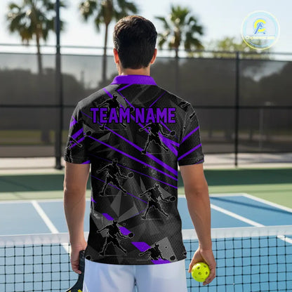 Custom Grey And Purple Pickleball Ball Jerseys For Men Pickleball Paddle League Shirts NYN2128