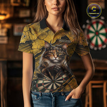 Load image into Gallery viewer, Funny Cat Cracked Darts Shirt For Women Custom Yellow Grunge Darts Team Jersey, Darts Gifts NYN3006