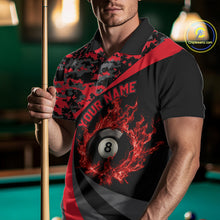 Load image into Gallery viewer, Flame 8 Ball &amp; 9 Ball Billiard Pool Shirt For Men Custom Black And Red Camo Billiard Team Attire NYN3430