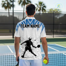 Load image into Gallery viewer, Custom White And Blue Grunge Pickleball Paddle League Jerseys Men Pickleball Team Shirts NYN2142