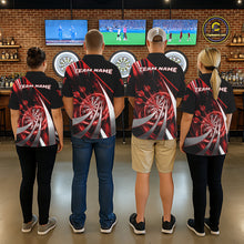 Load image into Gallery viewer, Custom Red Flaming Dartboard &amp; Arrow Women Darts Polo &amp; 1/4-Zip Shirts Dart Team Jerseys NYN2800