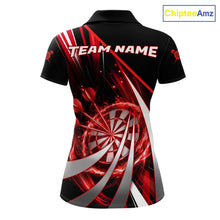 Load image into Gallery viewer, Custom Red Flaming Dartboard &amp; Arrow Women Darts Polo &amp; 1/4-Zip Shirts Dart Team Jerseys NYN2800