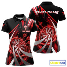 Load image into Gallery viewer, Custom Red Flaming Dartboard &amp; Arrow Women Darts Polo &amp; 1/4-Zip Shirts Dart Team Jerseys NYN2800