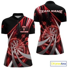 Load image into Gallery viewer, Custom Red Flaming Dartboard &amp; Arrow Women Darts Polo &amp; 1/4-Zip Shirts Dart Team Jerseys NYN2800