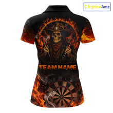 Load image into Gallery viewer, Personalized Grim Reaper Red Flames Smoke Dartboard Darts Shirts For Women Dart Team Jerseys NYN2803