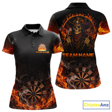 Load image into Gallery viewer, Personalized Grim Reaper Red Flames Smoke Dartboard Darts Shirts For Women Dart Team Jerseys NYN2803