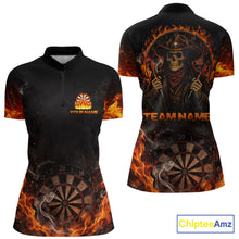 Load image into Gallery viewer, Personalized Grim Reaper Red Flames Smoke Dartboard Darts Shirts For Women Dart Team Jerseys NYN2803