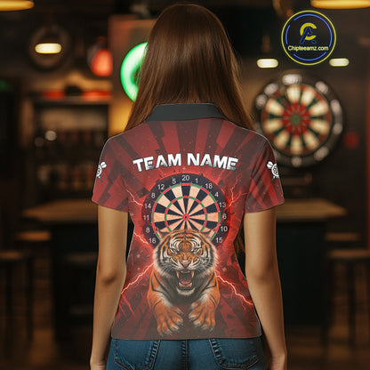 Horror Tiger Red Dartboard Custom Women's Darts Polo Shirt Dart Tournament Jerseys NYN1901
