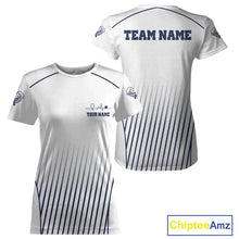 Load image into Gallery viewer, Custom White And Blue Stripes Pickleball League Jerseys Women Pickleball Paddle Team Shirts NYN2162