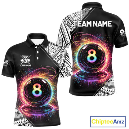 Rainbow 8 Ball Pool Polo & 1/4-Zip Shirt For Men Personalized Tribal 8 Ball Billiard Gifts NYN2425