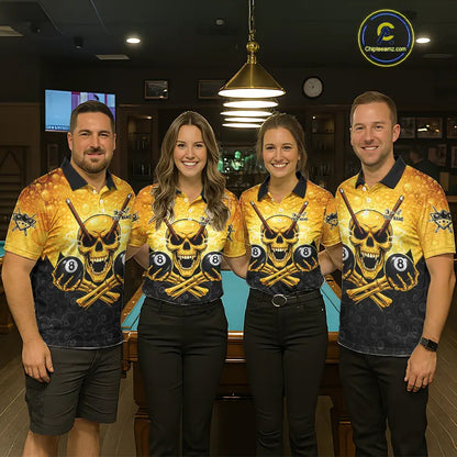 Funny Beer & Skull 8 Ball Pool Billiard Team Shirt For Men Custom 3D Billiard Balls Jerseys NYN2439