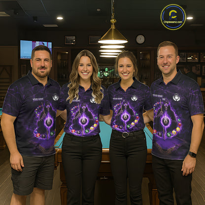 Grunge Grim Reaper Billiard Pool Women Billiard Shirts Custom Flame 8 Ball Pool Billiard Team Jerseys NYN3015