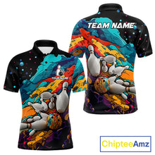 Load image into Gallery viewer, Colorful bowling polo shirt for men custom bowling team jersey mockup