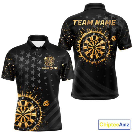 Custom Gold Holographic Dart Team Shirts For Men Splatter Dart Tournament Jerseys NYN4045