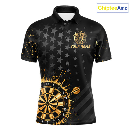 Custom Gold Holographic Dart Team Shirts For Men Splatter Dart Tournament Jerseys NYN4045