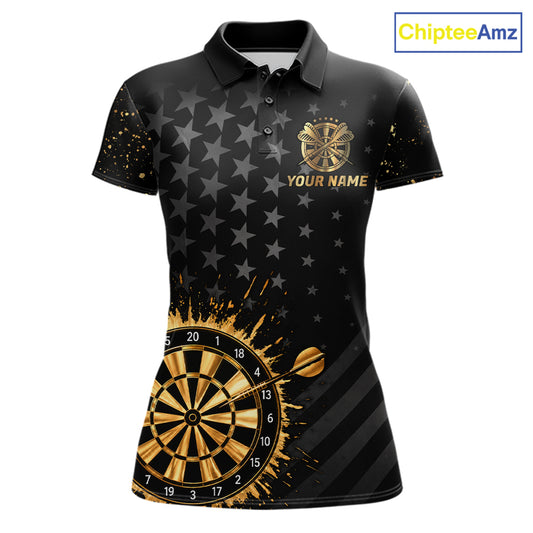 Custom Gold Holographic Dart Team Shirts For Women Splatter Dart Tournament Jerseys NYN4045
