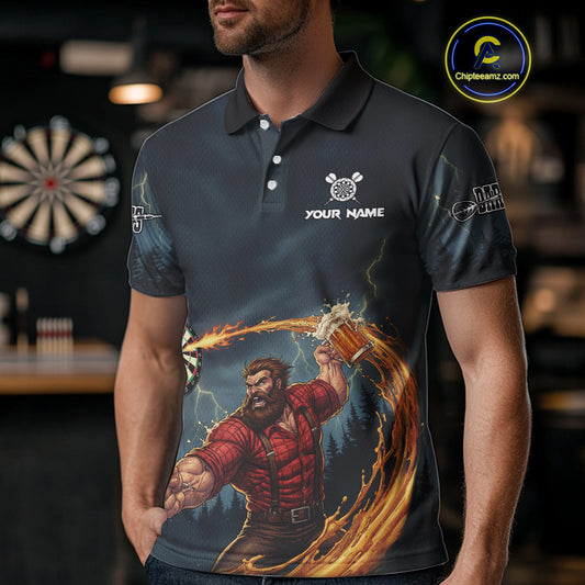 Custom Funny Play Darts & Beer Human Dartboard Men Darts Polo Shirt Dart Jerseys NYN1915
