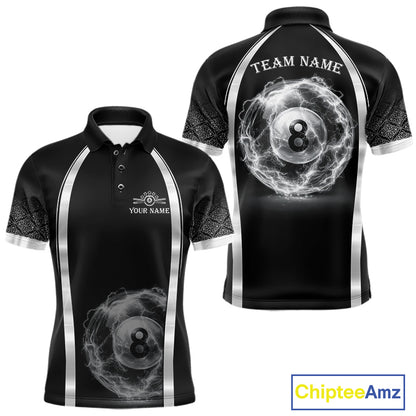 Black & Silver Thunder Lightning White 8 Ball Billiard Jerseys For Men Custom Billiard Team Shirt NYN2834