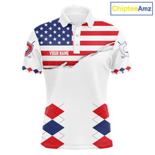 Load image into Gallery viewer, Mens US Flag Golf Shirts Patriotic Golf Jersey Custom Red And Blue Golf Polo Clothes, Golf Gifts NYN3054
