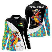 Load image into Gallery viewer, Womens Colorful Argyle Polo Golf Shirts Custom Parrots Golfer Summer Golf Team Attire For Golfers NYN3060