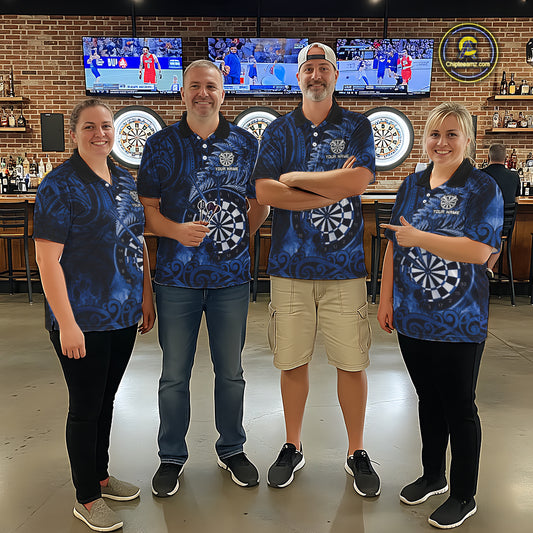 Personalized Fern Leaves Blue Fire Tribal Dart Quarter-Zip Shirts For Men Dart Team Jerseys NYN2193