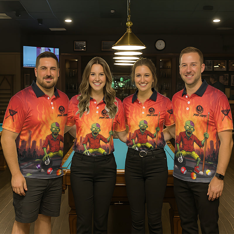 Skeleton Play 8 Ball Pool Women's Billiard Polo & 1/4 Zip Team Shirt Custom Funny Billiard Attire NYN2480