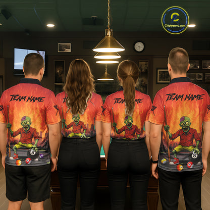 Skeleton Play 8 Ball Pool Women's Billiard Polo & 1/4 Zip Team Shirt Custom Funny Billiard Attire NYN2480