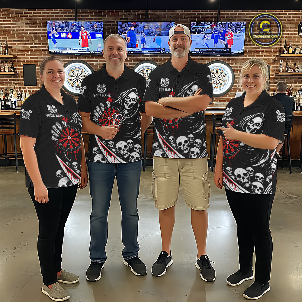 Red Dripping Grim Reaper Dartboard Skull Dart Polo Shirts For Women Custom Name For Dart Players NYN2684