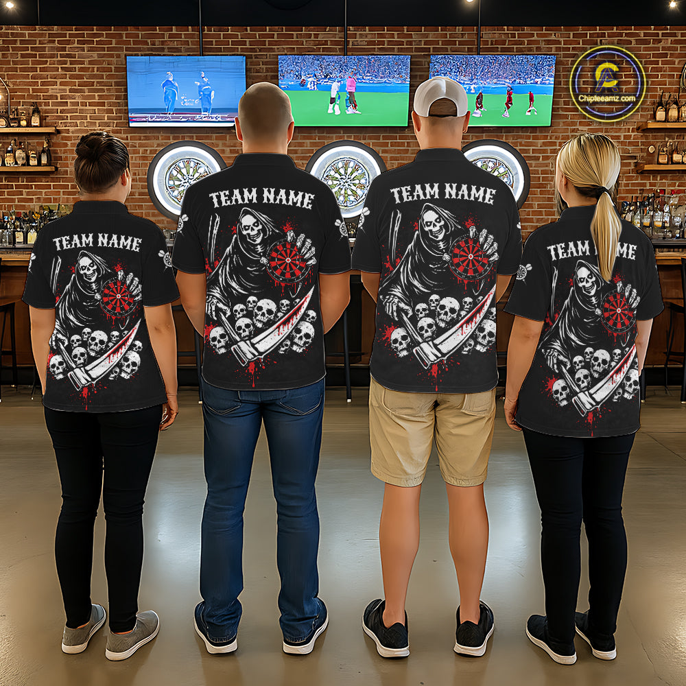 Red Dripping Grim Reaper Dartboard Skull Dart Polo Shirts For Women Custom Name For Dart Players NYN2684