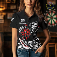 Load image into Gallery viewer, Red Dripping Grim Reaper Dartboard Skull Dart Polo Shirts For Women Custom Name For Dart Players NYN2684