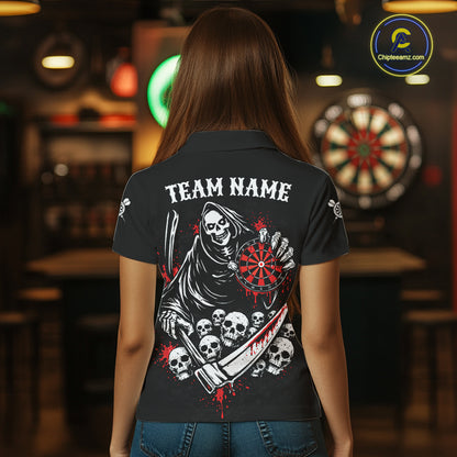 Red Dripping Grim Reaper Dartboard Skull Dart Polo Shirts For Women Custom Name For Dart Players NYN2684